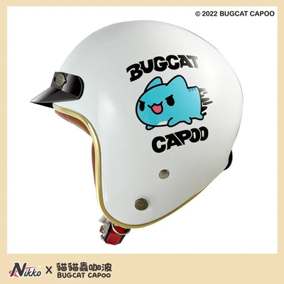 Classic Capoo Glossy White Half Face Helmet