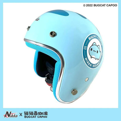 Classic Capoo Glossy Blue Half Face Helmet