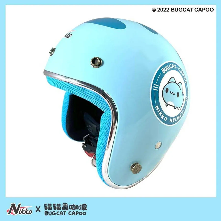 Classic Capoo Glossy Blue Half Face Helmet