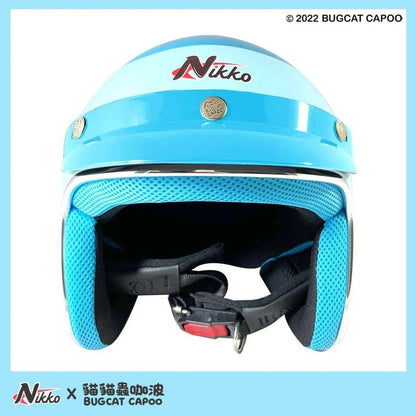 Classic Capoo Glossy Blue Half Face Helmet