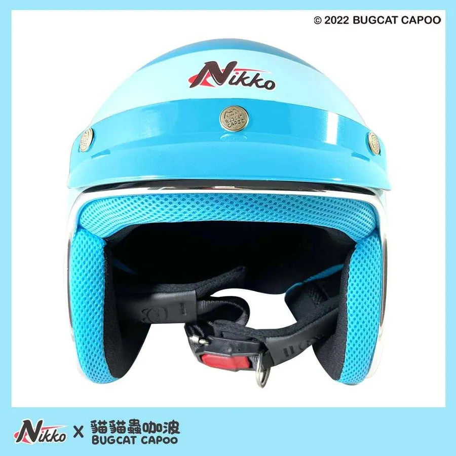 Classic Capoo Glossy Blue Half Face Helmet