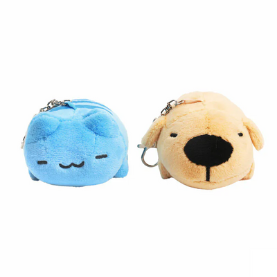 Front view of Lazy Capoo and Lazy Dogdog plush charms side by side.
