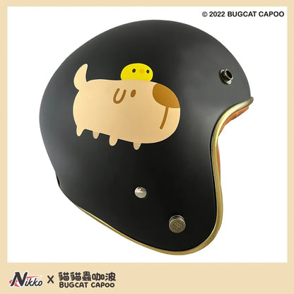 Capoo & Dogdog Matte Black Half Face Helmet