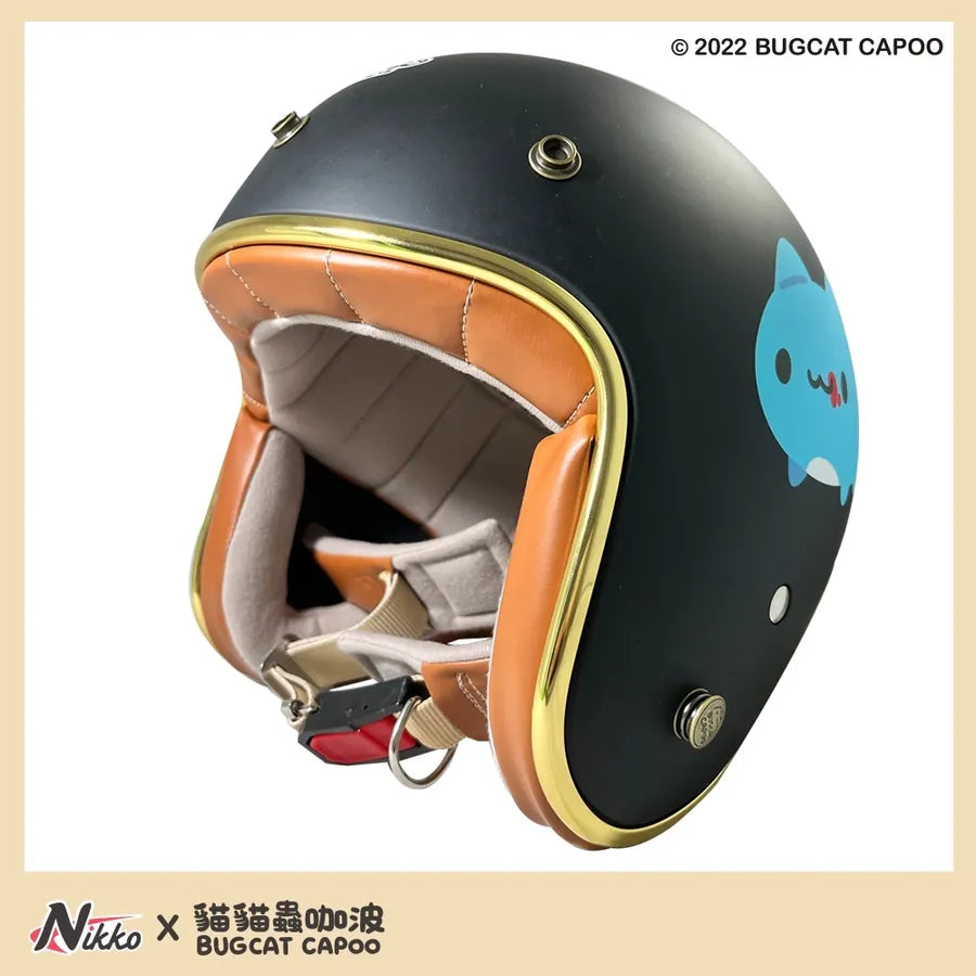 Capoo & Dogdog Matte Black Half Face Helmet
