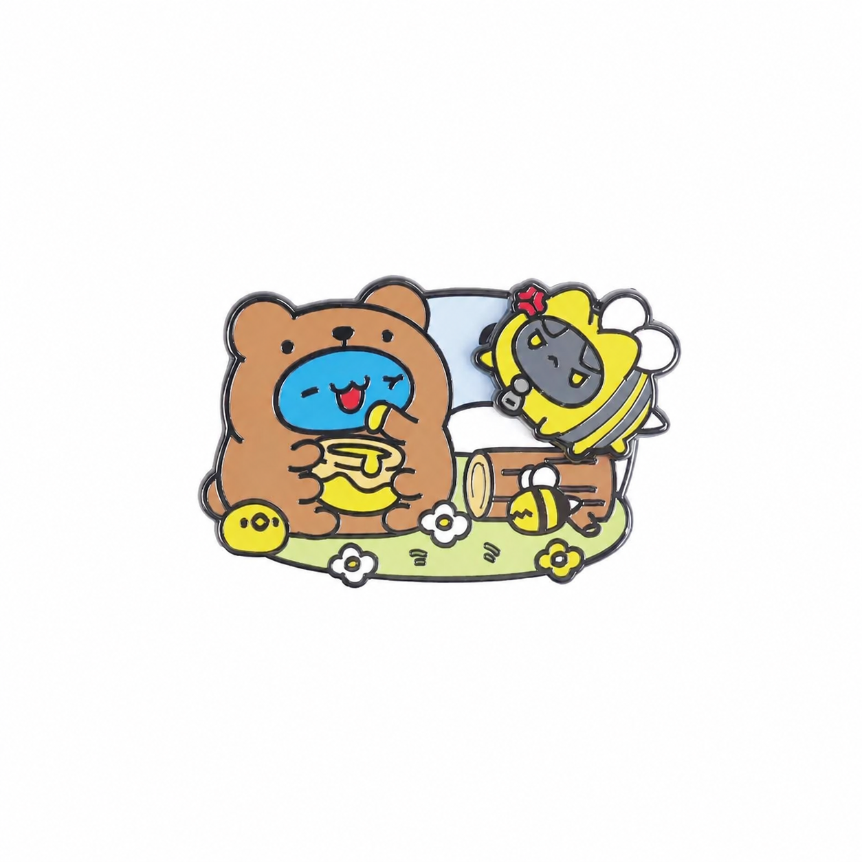 Brown Bear Capoo & Bee Moving Enamel Pin