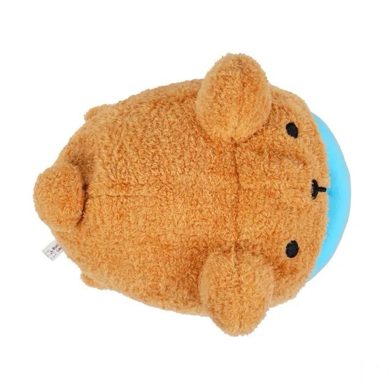 Top-down view of Brown Bear Costume Mini Lazy Capoo Plush: Plush viewed from above, showing its round form.