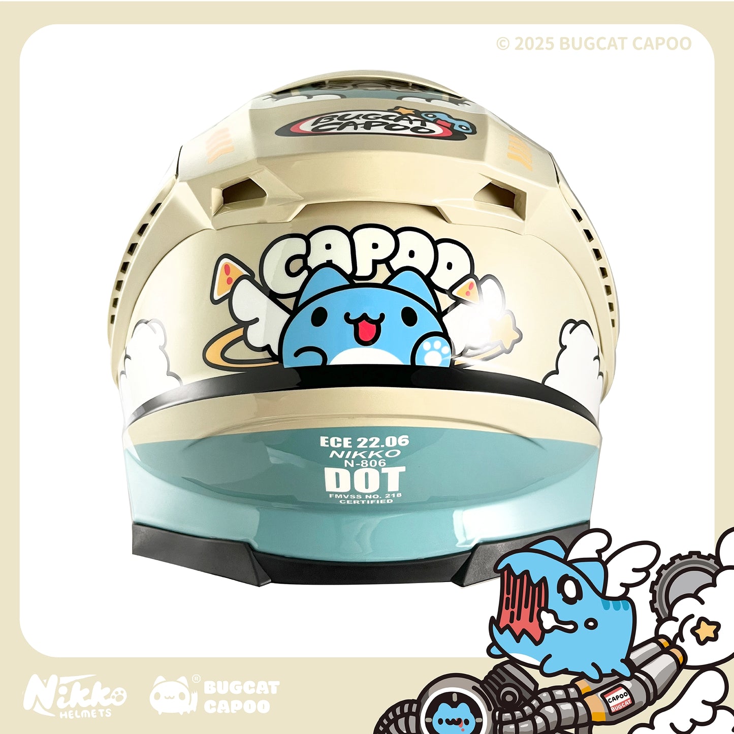 Speed Capoo Full-Face Helmet (Creamy Beige - Glossy)