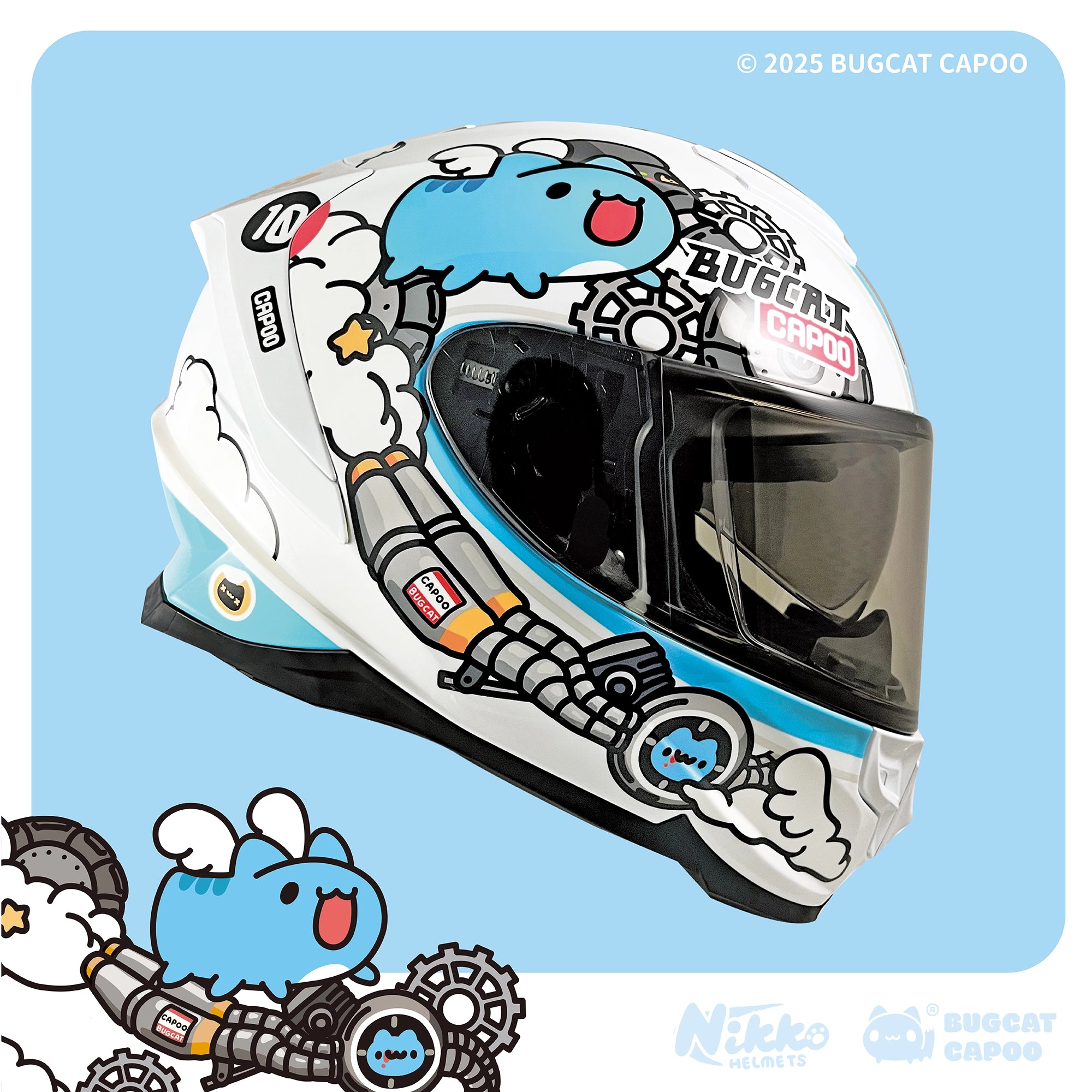 Speed Capoo Full-Face Helmet (Foam Cat White - Glossy) – Bugcat Capoo Store