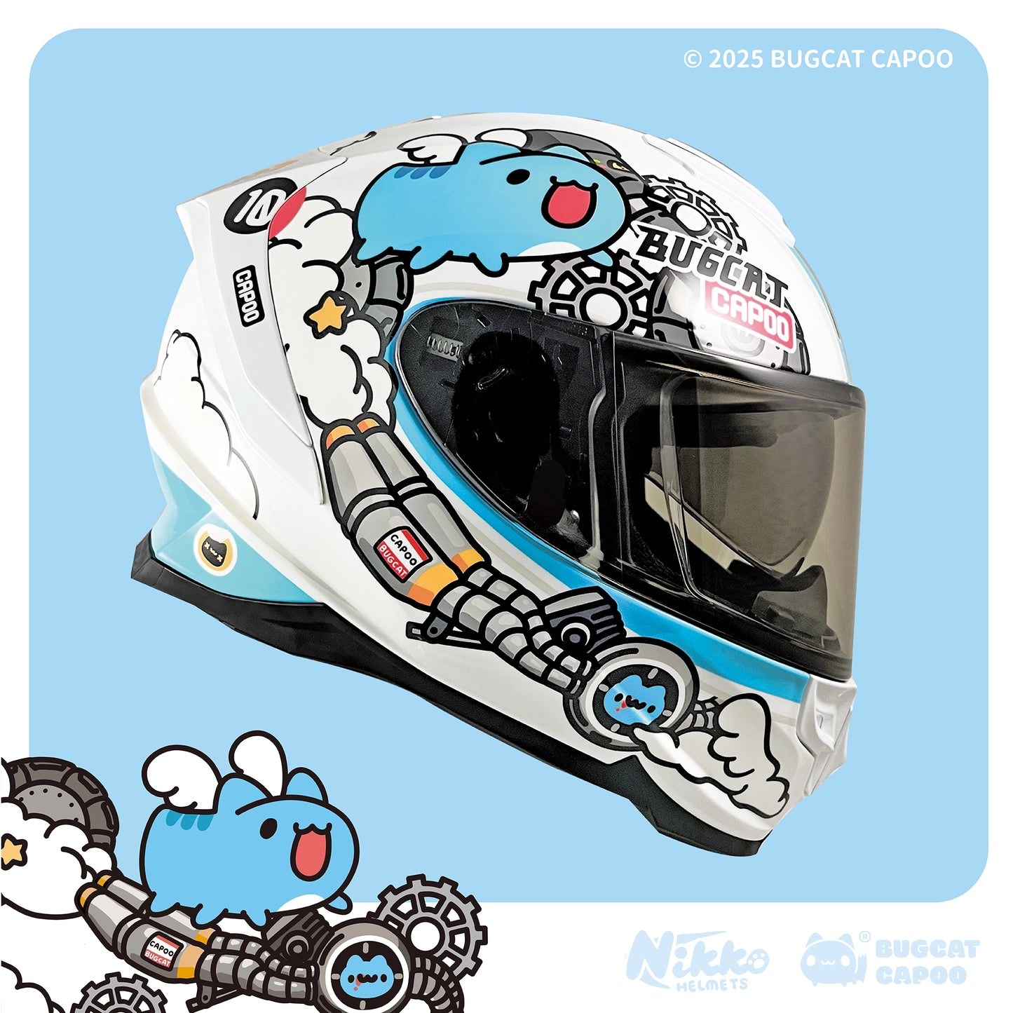 Speed Capoo Full-Face Helmet (Foam Cat White - Glossy)