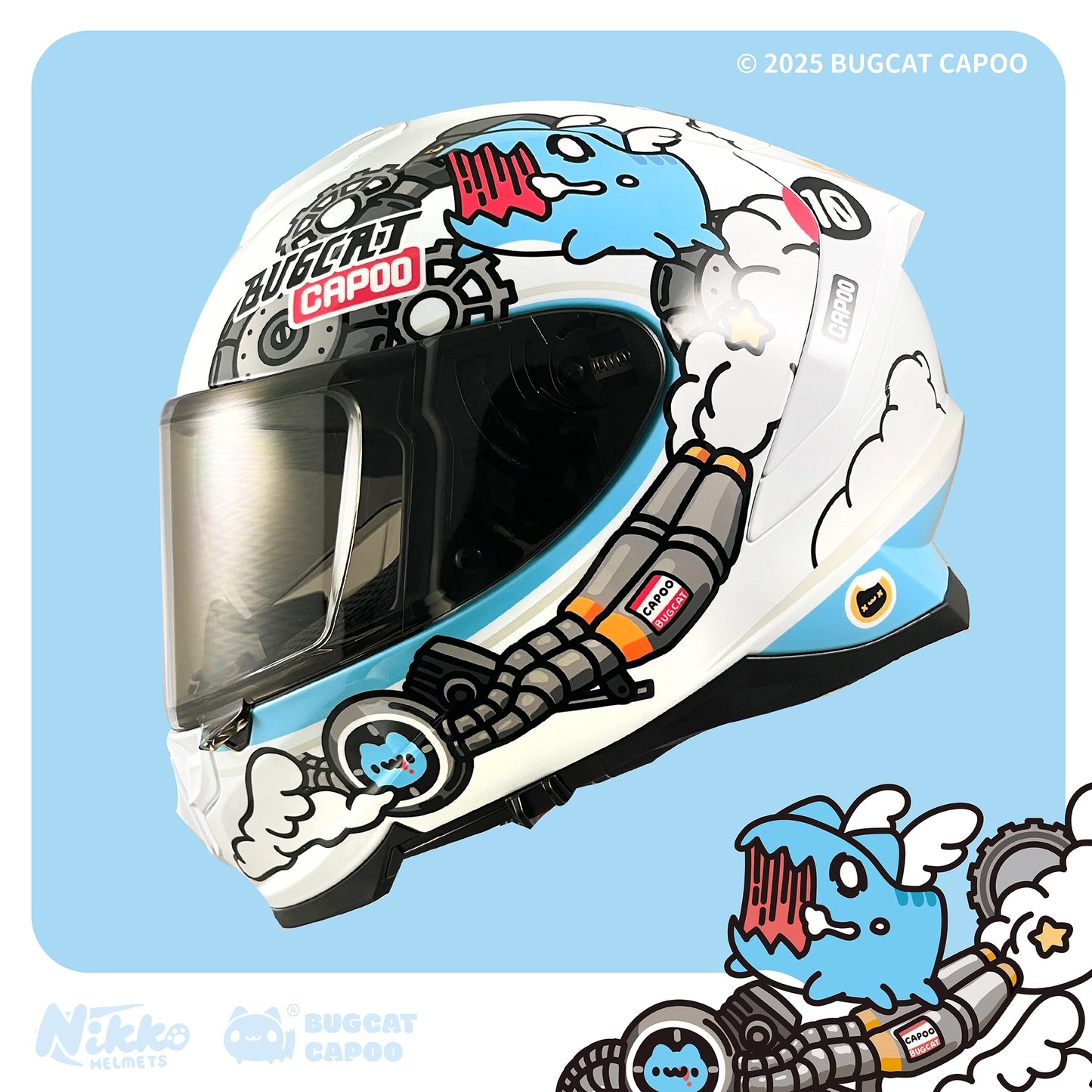 Speed Capoo Full-Face Helmet (Foam Cat White - Glossy)