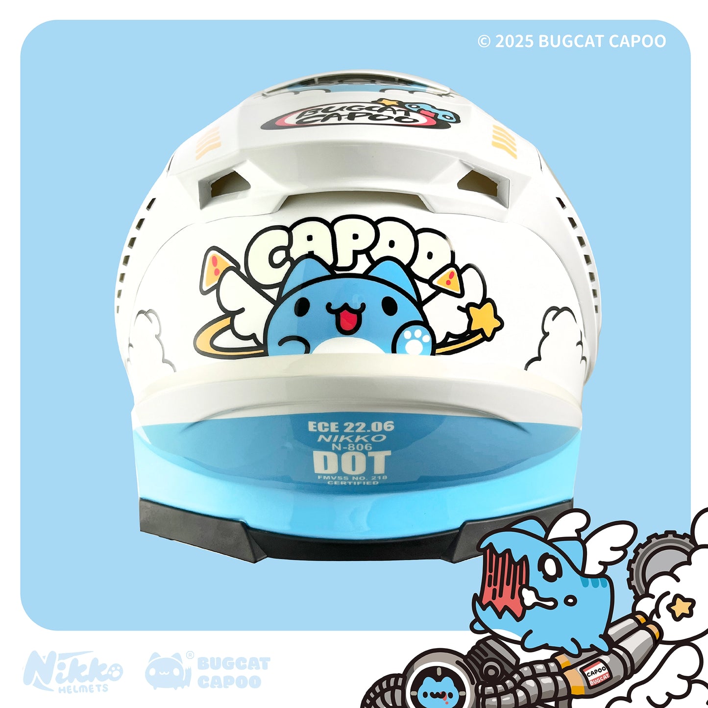 Speed Capoo Full-Face Helmet (Foam Cat White - Glossy)