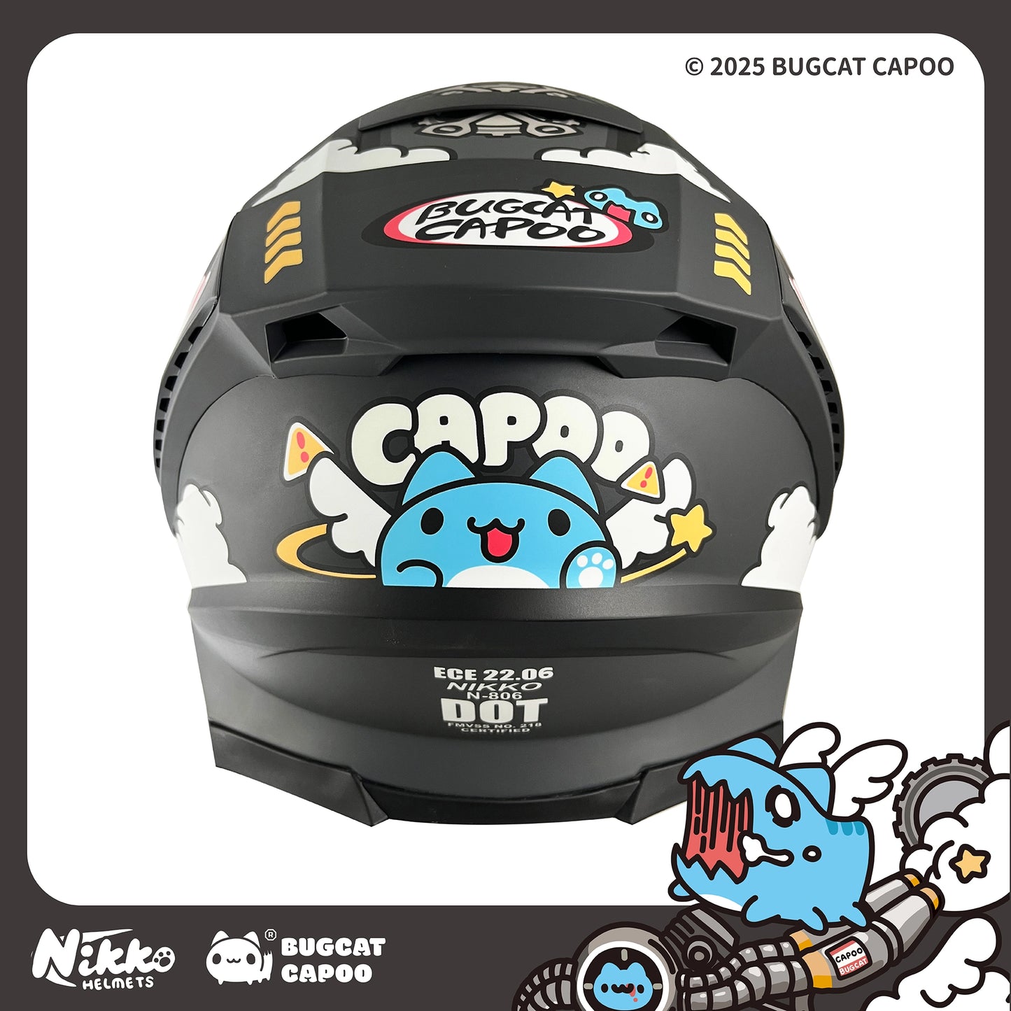 Speed Capoo Full-Face Helmet (Black Bugcat Dark Grey - Matte)