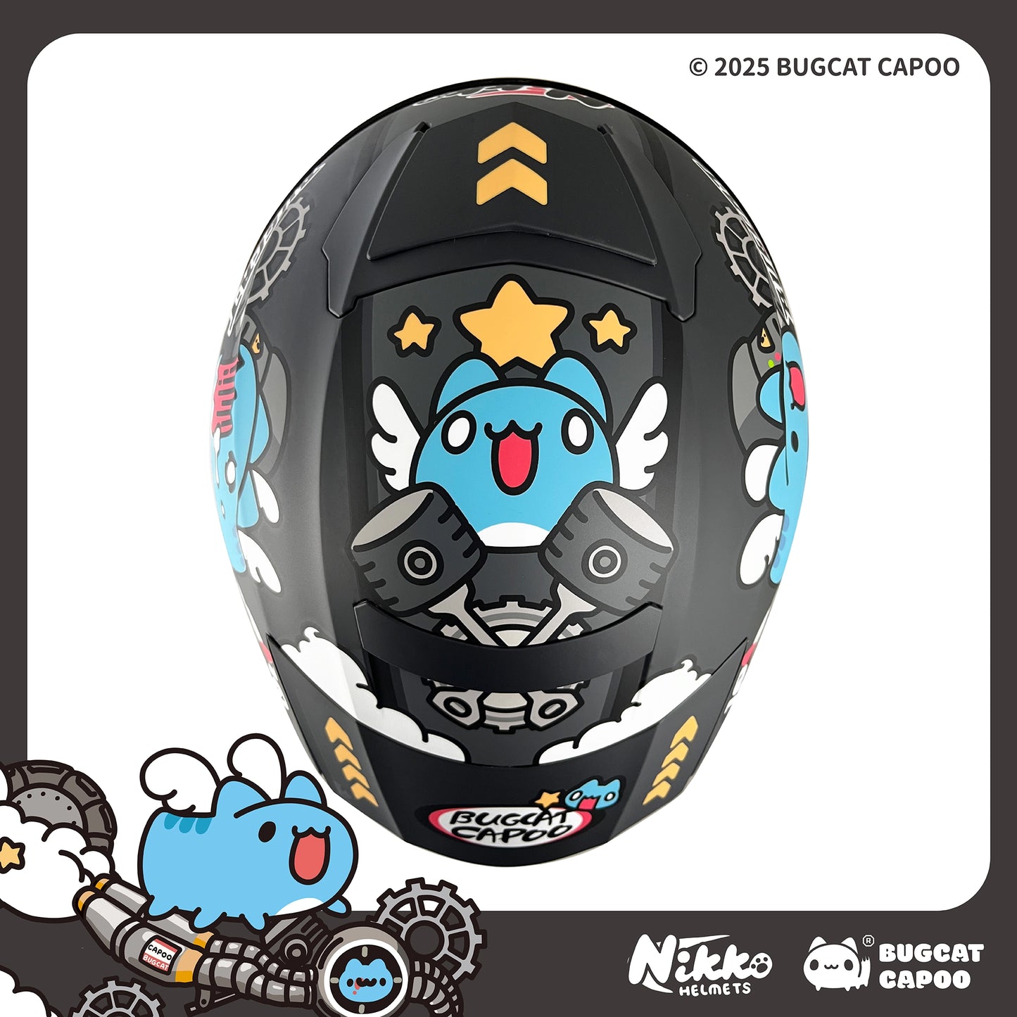 Speed Capoo Full-Face Helmet (Black Bugcat Dark Grey - Matte)