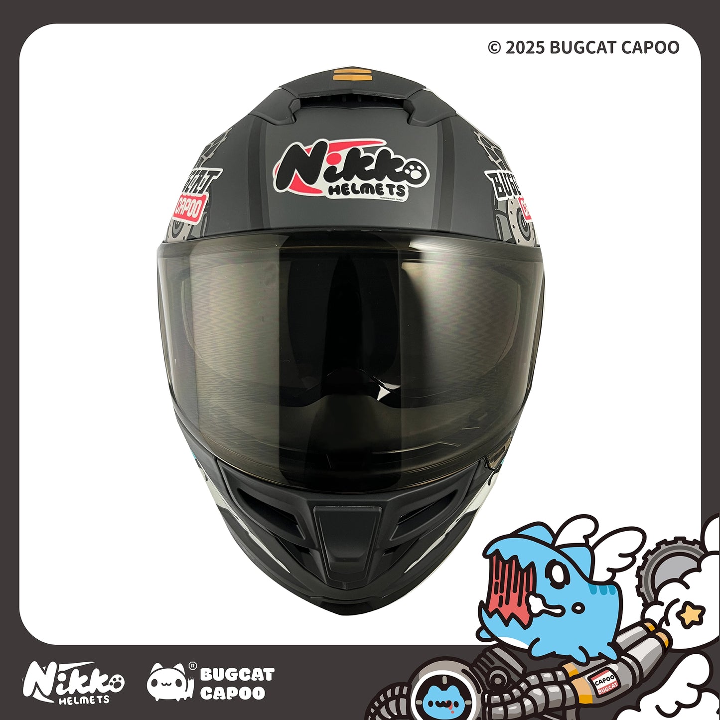 Speed Capoo Full-Face Helmet (Black Bugcat Dark Grey - Matte)