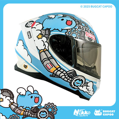 dark blue animal motorcycle helmet Speed Capoo Full-Face Helmet (Classic Capoo Blue
