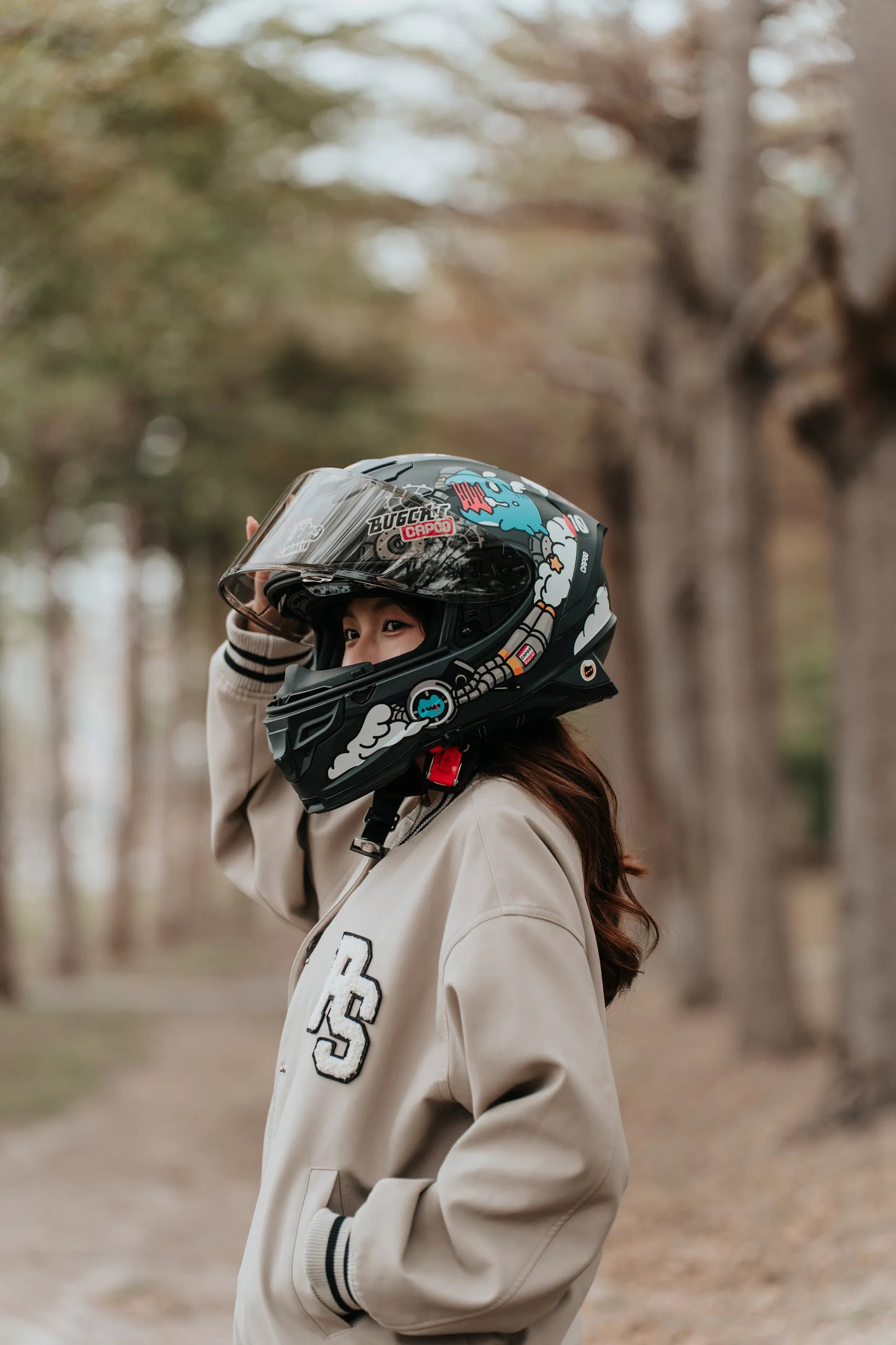 Speed Capoo Full-Face Helmet (Black Bugcat Dark Grey - Matte)