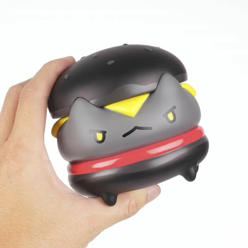 Hand holding Black Bugcat Hamburger Figure