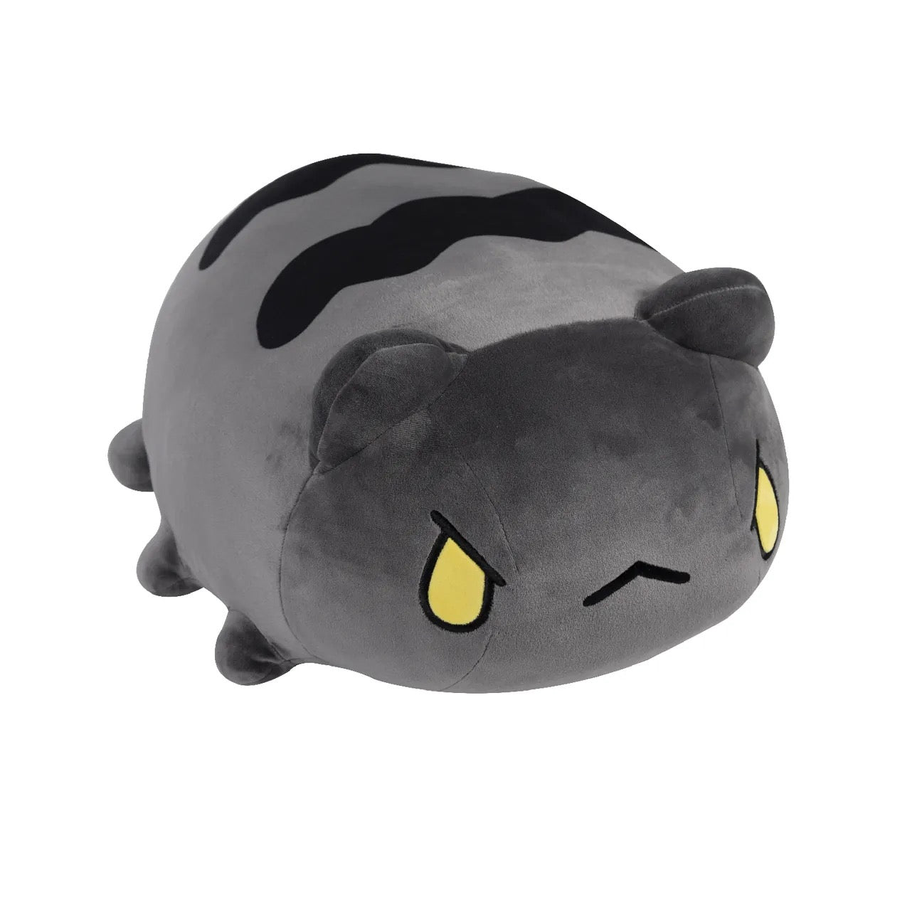 Lazy Black Bugcat Plush - 45 Degree Top and Front View