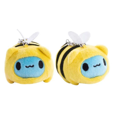 Bee Capoo plush charm front view showing cute blue face with different facial expressions and white wings on top