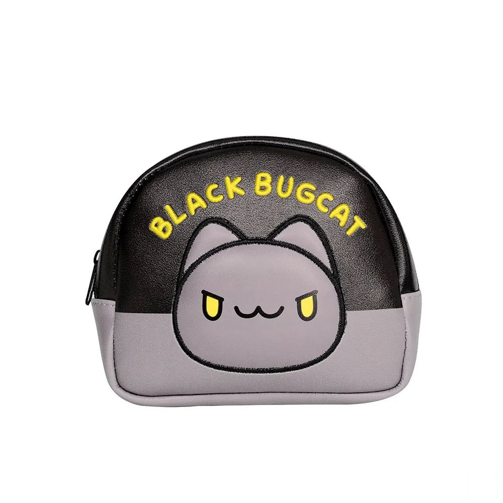 Black Bugcat Leather Pouch