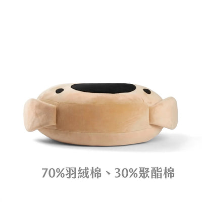 Dogdog Big Face Cushion - Top View with Materials written below