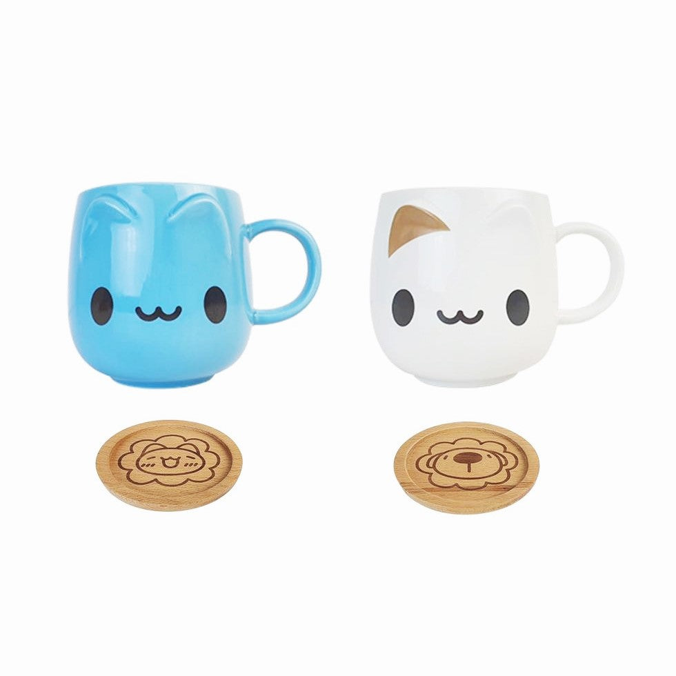 Capoo & Foam Cat 3D Cat Ear Wooden Lid Mug