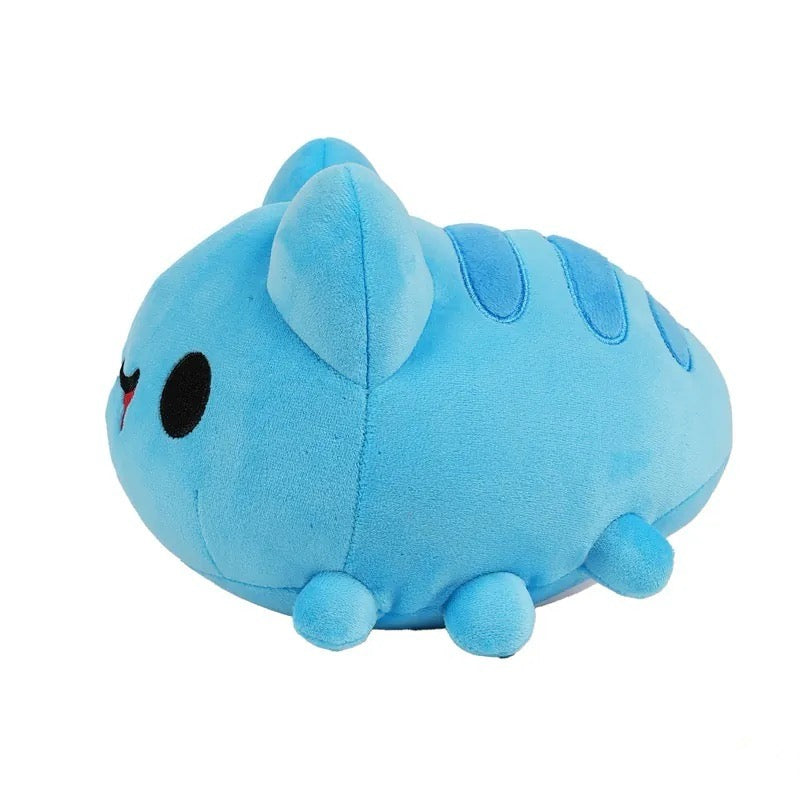 Mini Lazy Capoo Plush Angled View: Angled view of the plush highlighting Capoo’s cute, rounded body and small legs, with visible blue back segments.