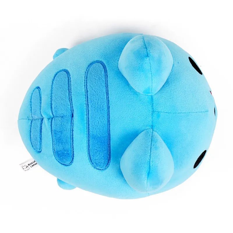 Mini Lazy Capoo Plush Top View: Top-down view of the plush showing its back and segmented stripes in full detail.