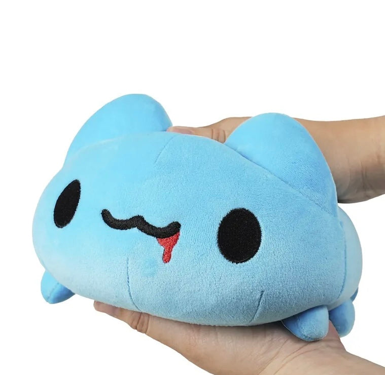 Mini Lazy Capoo Plush Handheld View: A person holding the Mini Lazy Capoo Plush, demonstrating its small, compact, and squeezable size.