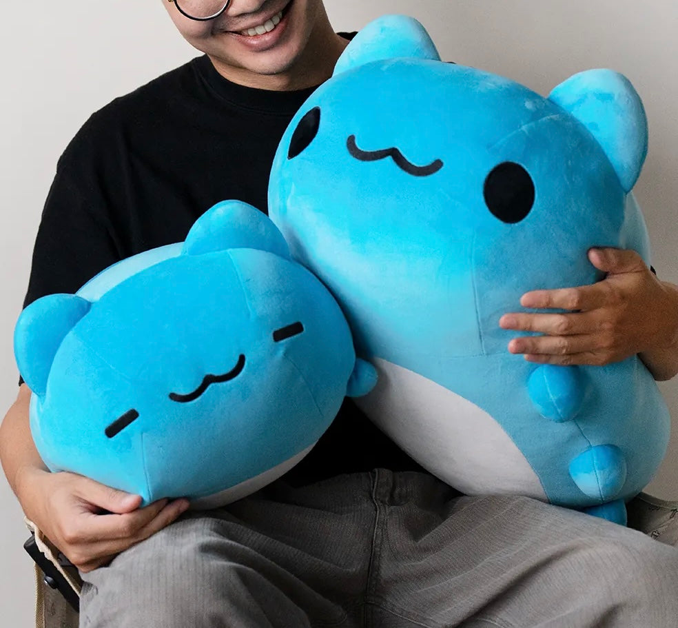 A person holding 50cm Lazy Capoo Plush and Lazy Capoo Plush