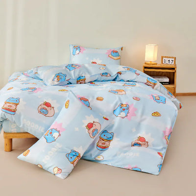 Food Party Tencel duvet and bedsheet set featuring Capoo and LuLu
