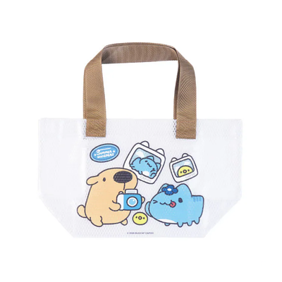 Bolsa tote de malla Capoo & Dogdog Photo Time (blanca)