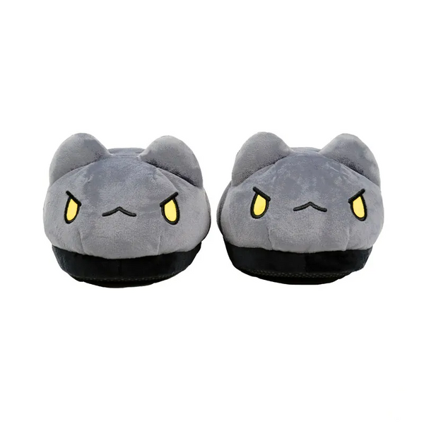 Black Bugcat Plush Slippers